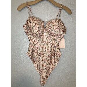 Womens Bodysuit Size L Pink Floral Underwire Adjustable Straps NWT Blashe
